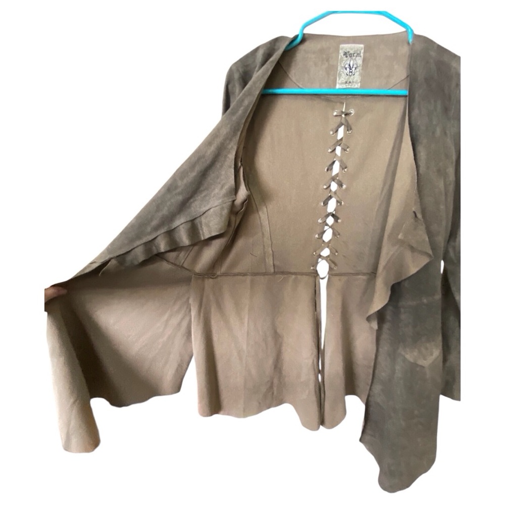 Vocal Faux-Suede Jacket Bell Sleeves Back Stitching Medium - Picture 7 of 10